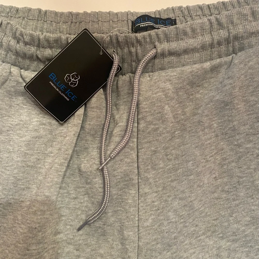 Blue Ice Men’s‎ Heather Gray Cargo Fleece Sweatpants Jogger Ribbed Cuff Size XL